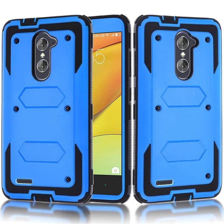 Heavy Duty Rugged PC TPU Hybrid Belt Clip Kickstand Case for Alcatel A3/A30 - Blue