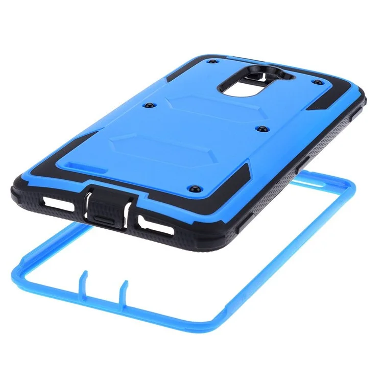 Heavy Duty Rugged PC TPU Hybrid Belt Clip Kickstand Case for Alcatel A3/A30 - Blue