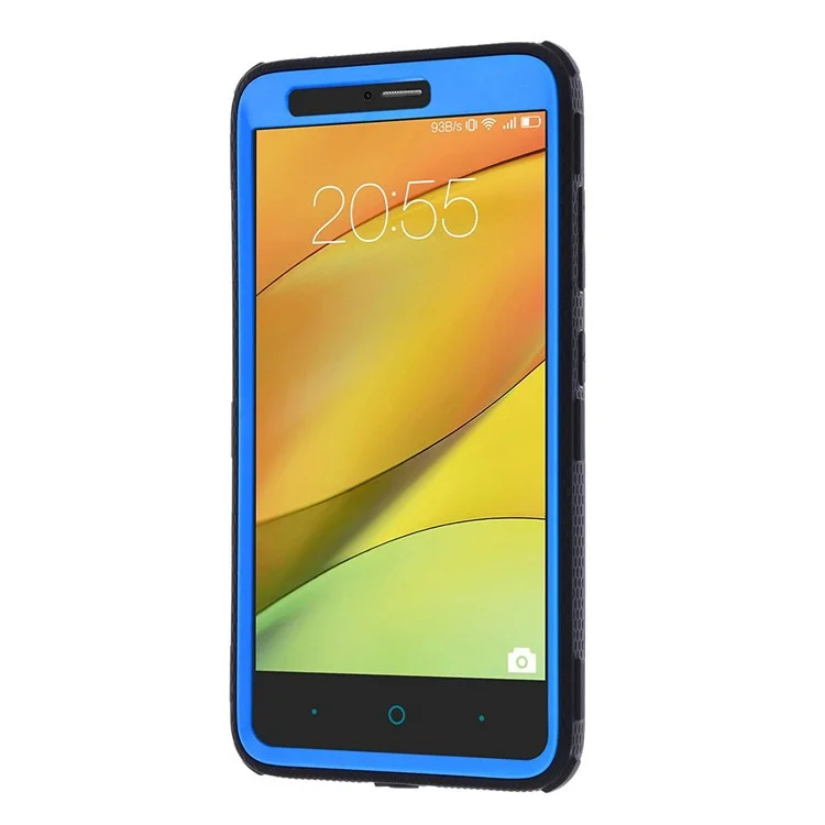 Heavy Duty Rugged PC TPU Hybrid Belt Clip Kickstand Case for Alcatel A3/A30 - Blue