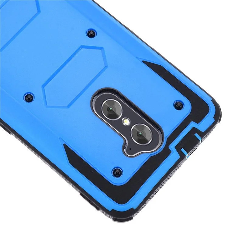 Heavy Duty Rugged PC TPU Hybrid Belt Clip Kickstand Case for Alcatel A3/A30 - Blue