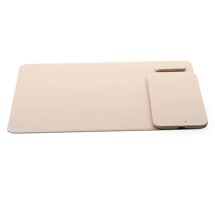 WUW C54 Detachable Qi Wireless Charger Stand Leather Mouse Pad for iPhone X/8/8 Plus etc. - Gold