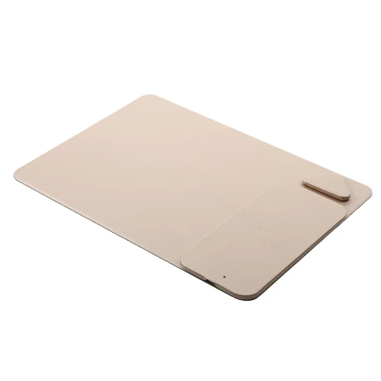 WUW C54 Detachable Qi Wireless Charger Stand Leather Mouse Pad for iPhone X/8/8 Plus etc. - Gold