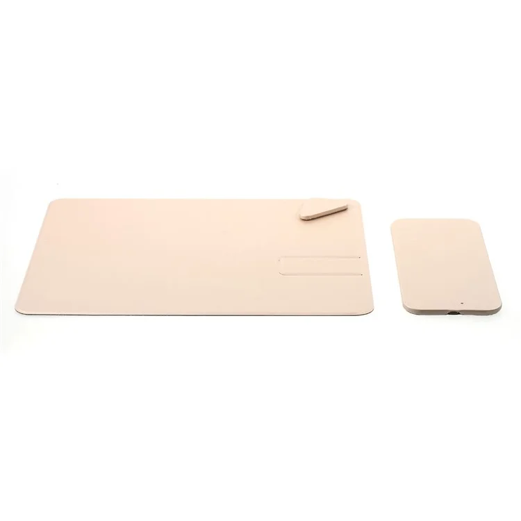WUW C54 Detachable Qi Wireless Charger Stand Leather Mouse Pad for iPhone X/8/8 Plus etc. - Gold