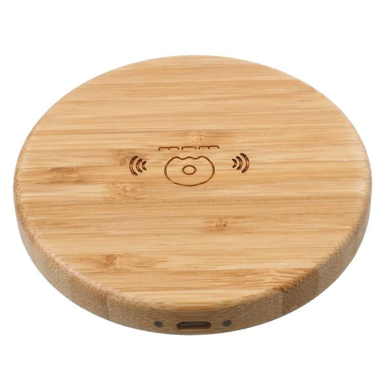 WUW C52 5W Round Shaped Wooden Wireless Charging Mat for iPhone X / Samsung Galaxy Note 8 Etc.