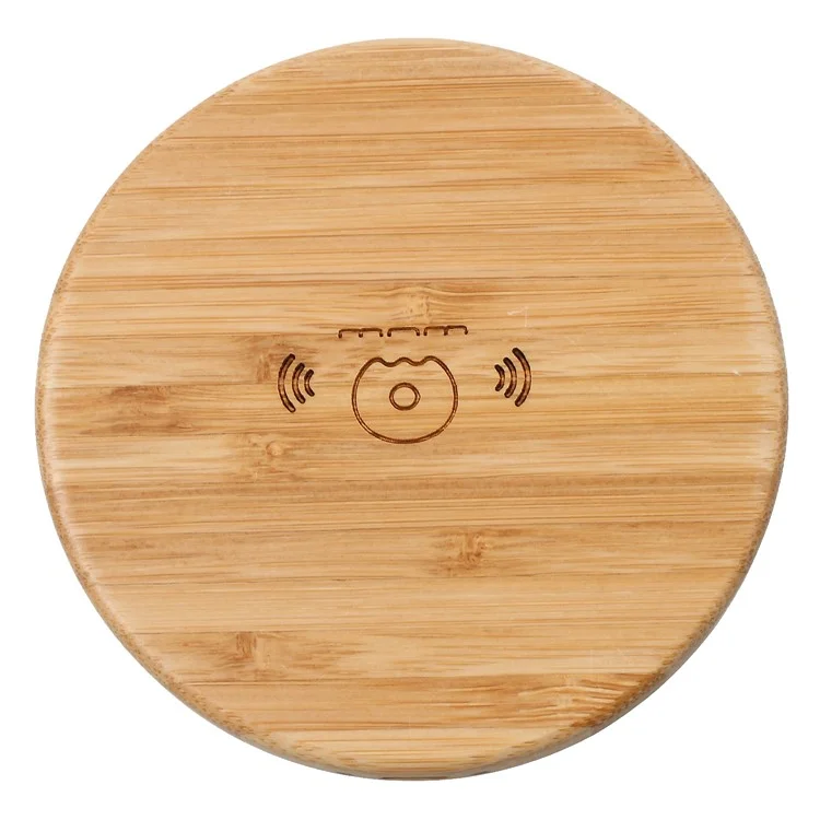 WUW C52 5W Round Shaped Wooden Wireless Charging Mat for iPhone X / Samsung Galaxy Note 8 Etc.
