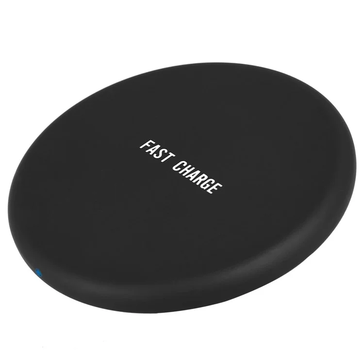 Q16 Ultra-thin Round 9V Qi Wireless Fast Charging Pad for iPhone X/8/8 Plus Etc. - Black
