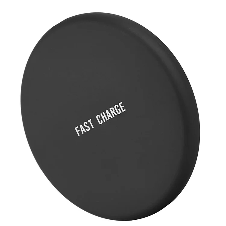 Q16 Ultra-thin Round 9V Qi Wireless Fast Charging Pad for iPhone X/8/8 Plus Etc. - Black