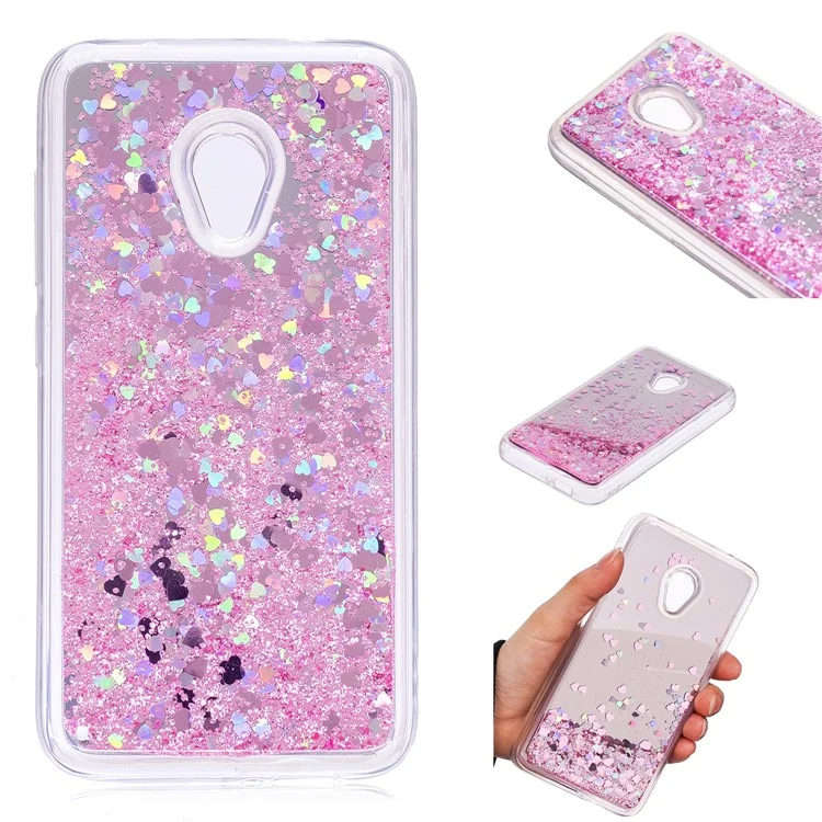 Dynamic Glitter Sequins Liquid Case Mirror Surface TPU Phone Case for Alcatel U5 (4G Version) - Pink