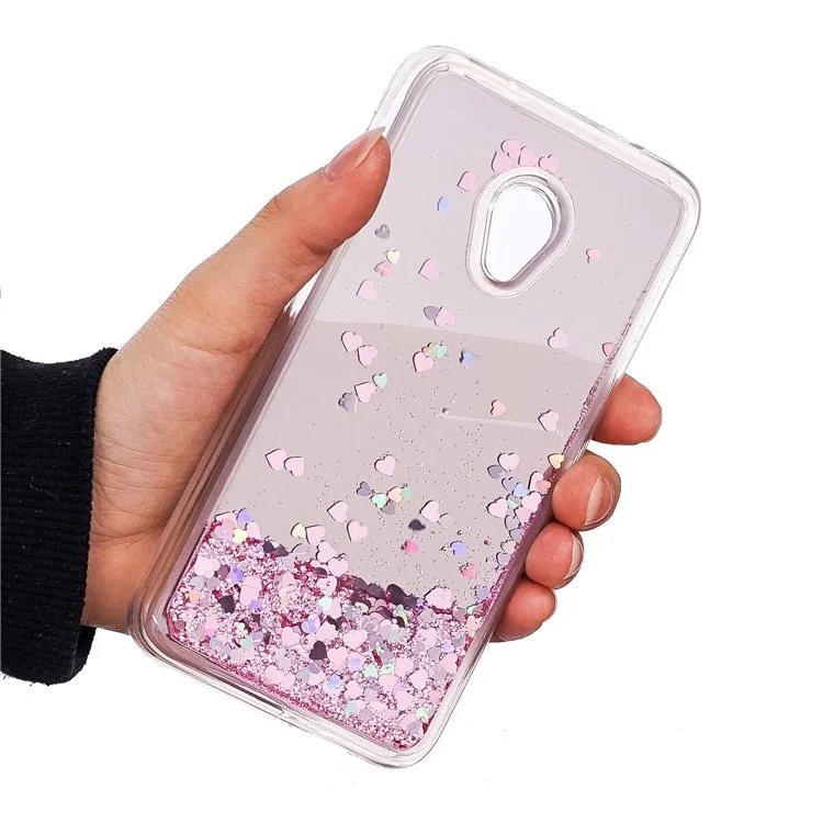Dynamic Glitter Sequins Liquid Case Mirror Surface TPU Phone Case for Alcatel U5 (4G Version) - Pink