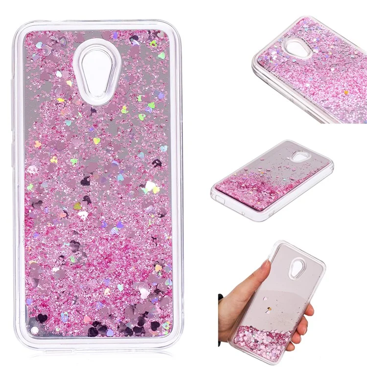 Dynamic Glitter Sequins Liquid Case Mirror Surface TPU Phone Case for Alcatel U5 (3G Version) - Pink