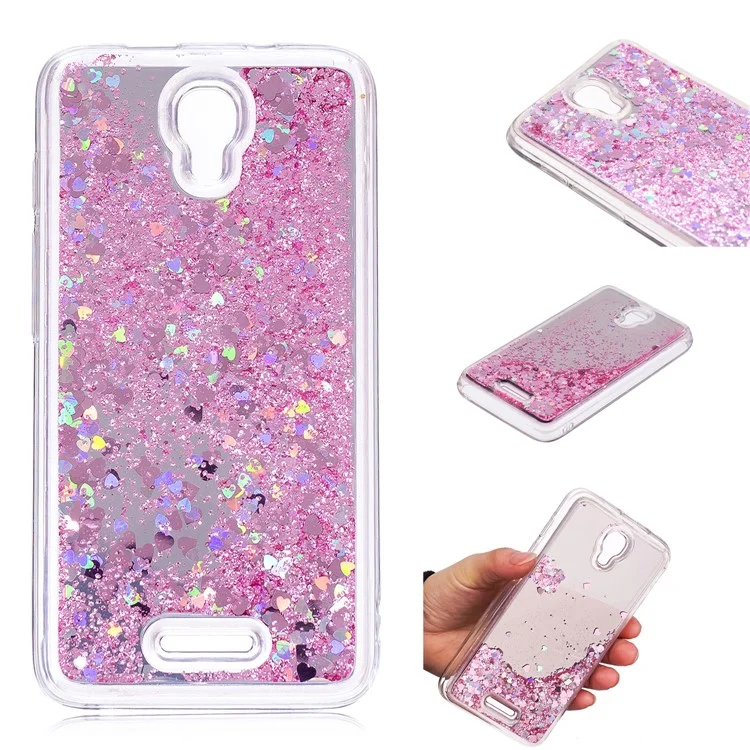 Glitter Moving Quicksand Mirror Surface TPU Case for Alcatel Pixi 4 (5) 3G Version - Pink