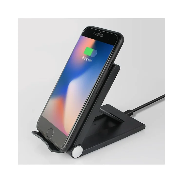 Q11 Foldable Qi Wireless Charger Stand Dock for iPhone X / 8 / Samsung Galaxy S8 - Black