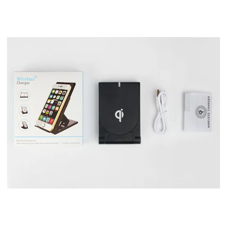 Q11 Foldable Qi Wireless Charger Stand Dock for iPhone X / 8 / Samsung Galaxy S8 - Black