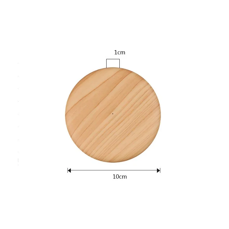 Q1 Portable Thin Round Wood Texture Qi Wireless Fast Charging Mat for iPhone X/8/8Plus, Samsung Note 8/S8/S8 Plus