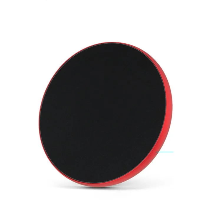 9W 2A Round Aluminum Alloy Qi Wireless Charging Pad for iPhone 8/8 Plus/Samsung S8 Etc. - Red