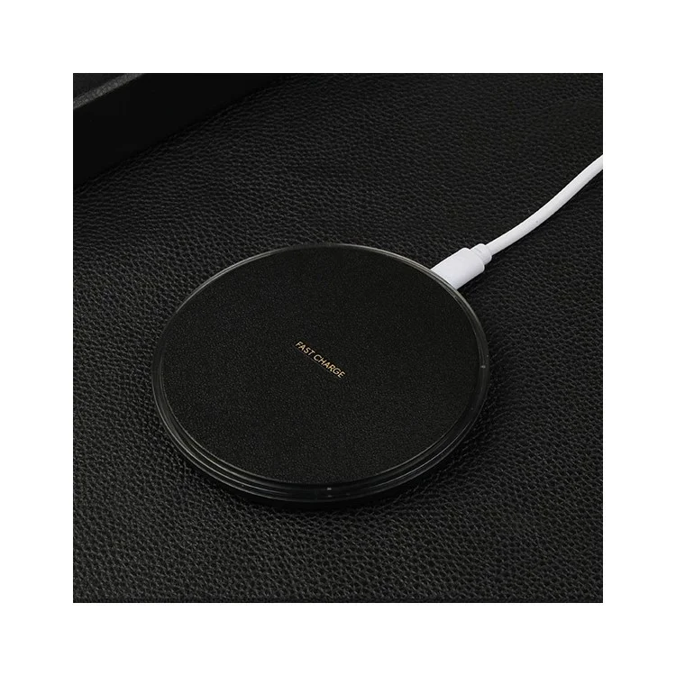 K3 Portable Thin Round Qi Wireless Fast Charging Mat for iPhone X/8/8Plus, Samsung Note 8/S8/S8 Plus - Black