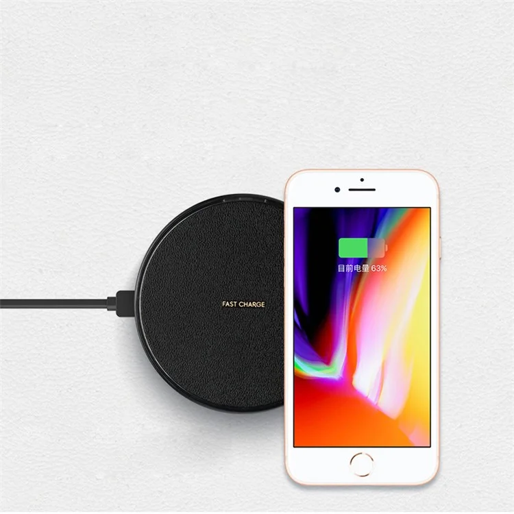 K3 Portable Thin Round Qi Wireless Fast Charging Mat for iPhone X/8/8Plus, Samsung Note 8/S8/S8 Plus - Black