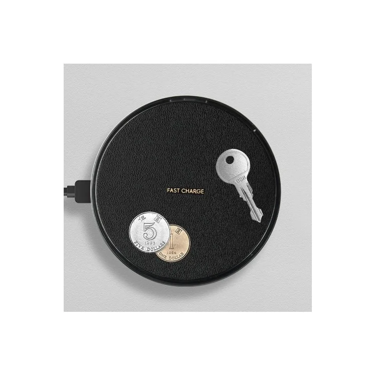 K3 Portable Thin Round Qi Wireless Fast Charging Mat for iPhone X/8/8Plus, Samsung Note 8/S8/S8 Plus - Black