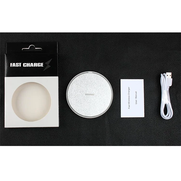 K3 Portable Thin Round Qi Wireless Fast Charging Mat for iPhone X/8/8Plus, Samsung Note 8/S8/S8 Plus - Black