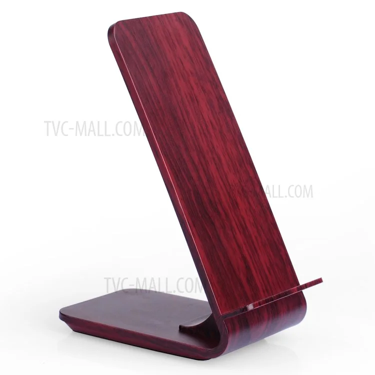 60Pcs A8 Wooden 10W Fast Charge Qi Wireless Charging Pad Stand for iPhone 8/8 Plus/Samsung Galaxy S8/S7/S6 Etc - Wine Red