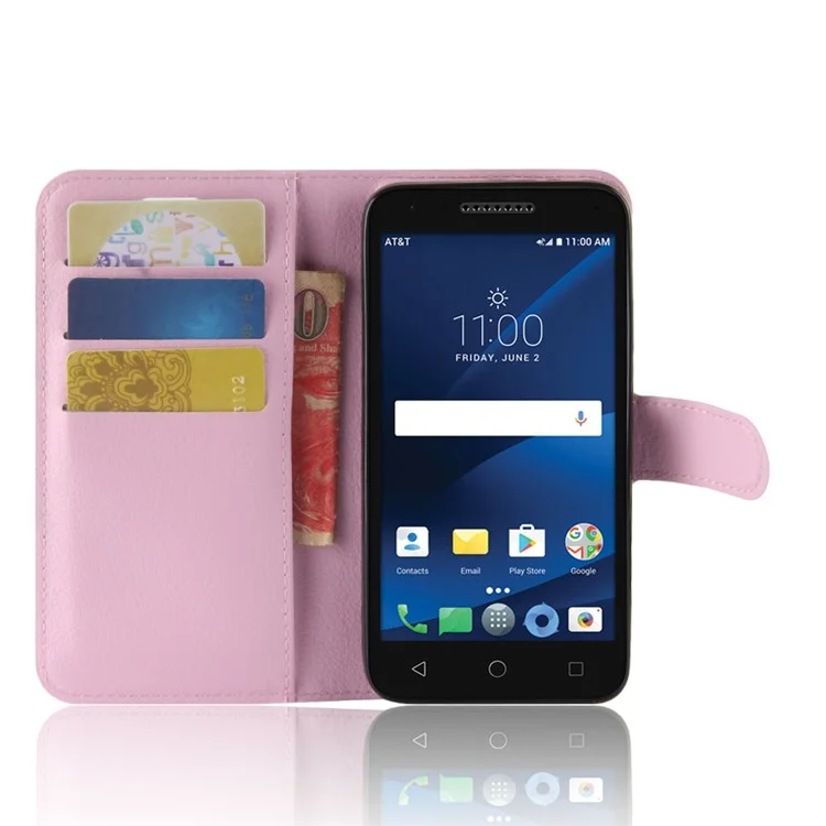 Litchi Skin Magnetic Leather Stand Cover for Alcatel Cameox 5044R - Pink