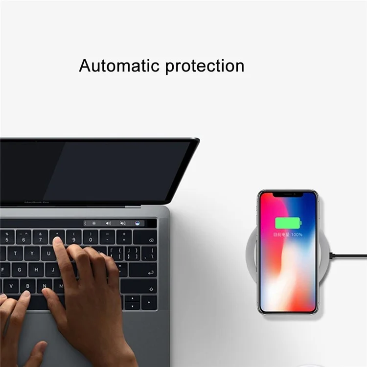 Q75 Round Qi Wireless Fast Charging Pad for iPhone X/8/8 Plus/Samsung Galaxy Note8/S8/S7/S6 Etc - Black