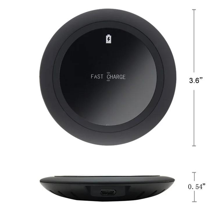 Q75 Round Qi Wireless Fast Charging Pad for iPhone X/8/8 Plus/Samsung Galaxy Note8/S8/S7/S6 Etc - Black