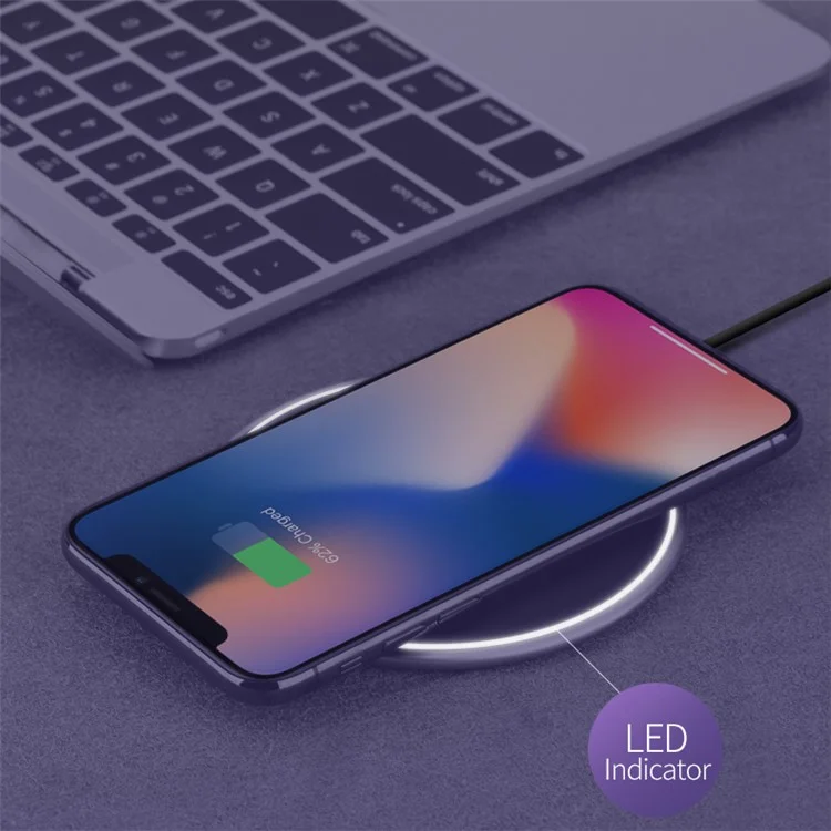 ROCK W10 10W/5W Qi Wireless Fast Charging Pad for iPhone Samsung etc. - Black