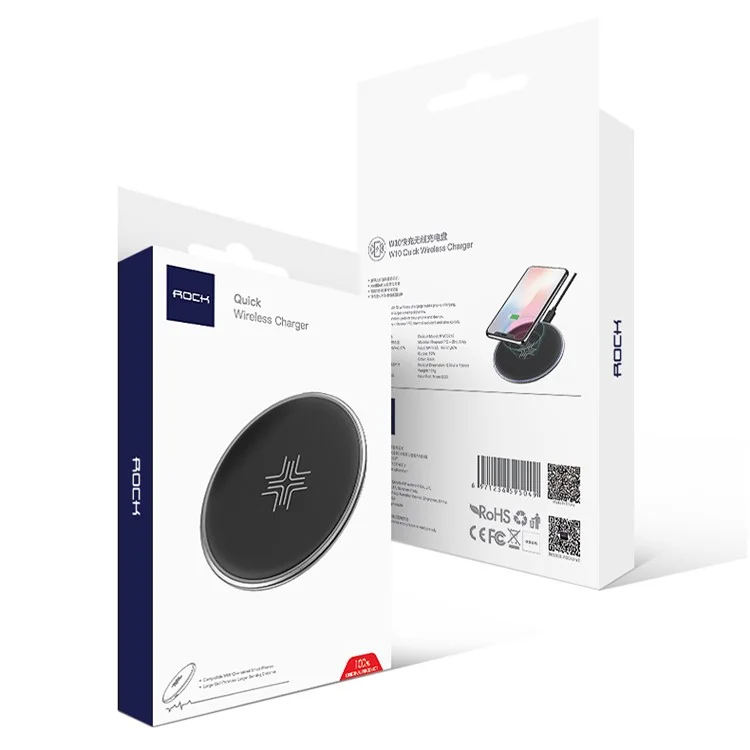 ROCK W10 10W/5W Qi Wireless Fast Charging Pad for iPhone Samsung etc. - Black