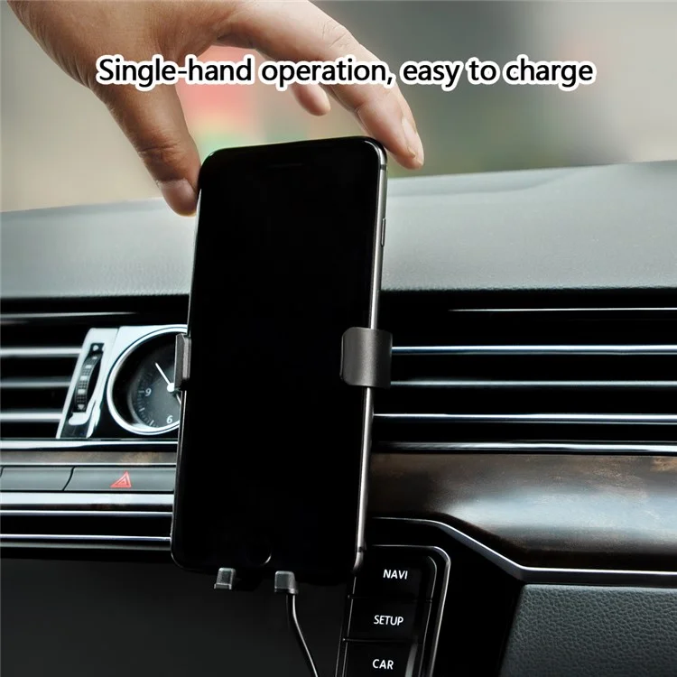 C8 Gravity Car Mount Fast Wireless Charger Qi Wireless Charging Stand for iPhone X/8/8 Plus, Clamp Width: 72-92mm