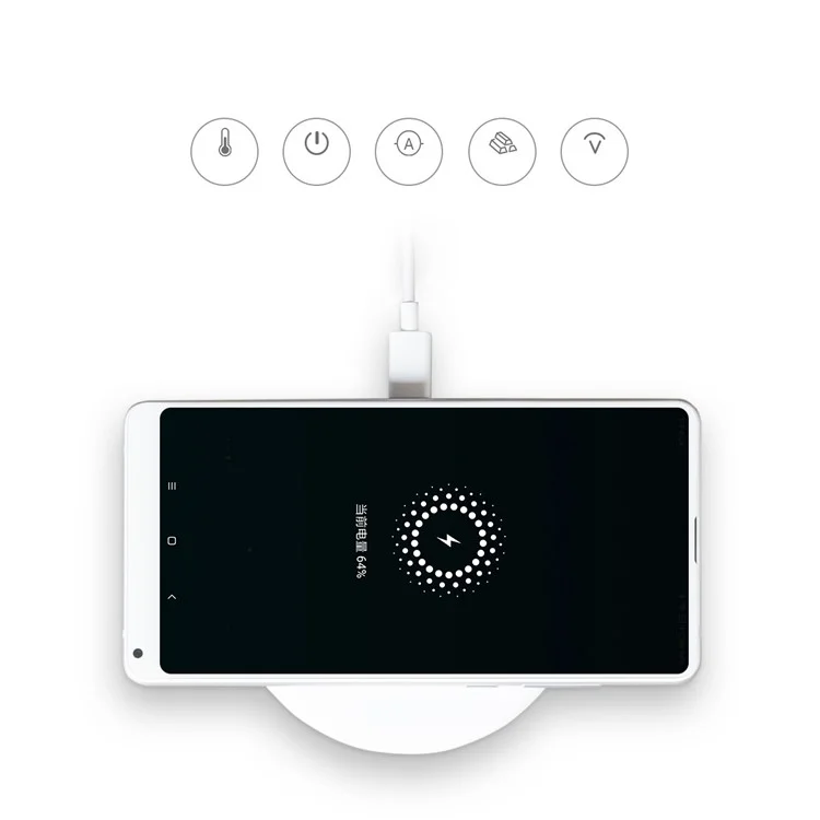XIAOMI Ultra-thin Round Qi Wireless Charging Pad for Xiaomi iPhone Samsung Etc. - White