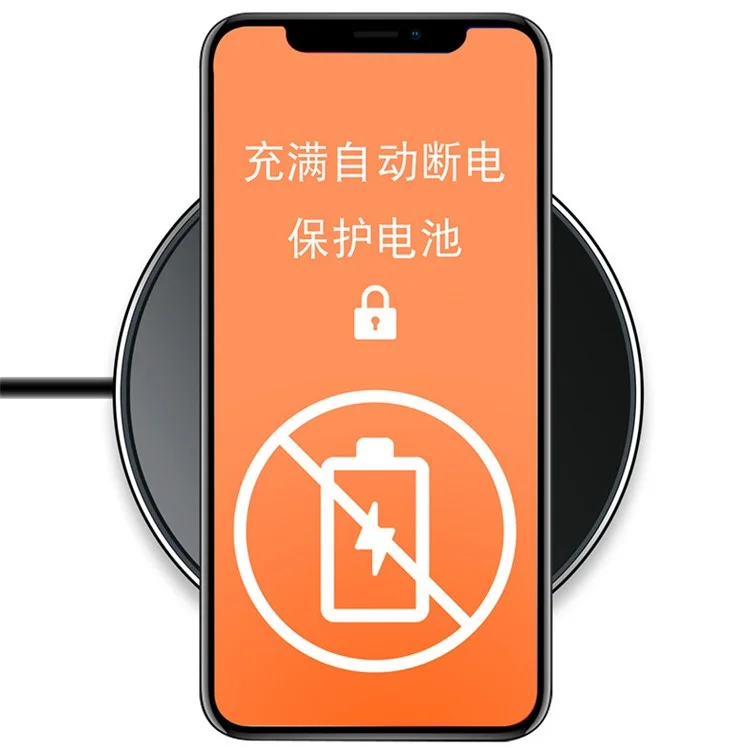 CYKE KD-4 Leather Round Shaped 10W Wireless Charging Pat for iPhone X / 8 Plus / 8 Etc. - Black