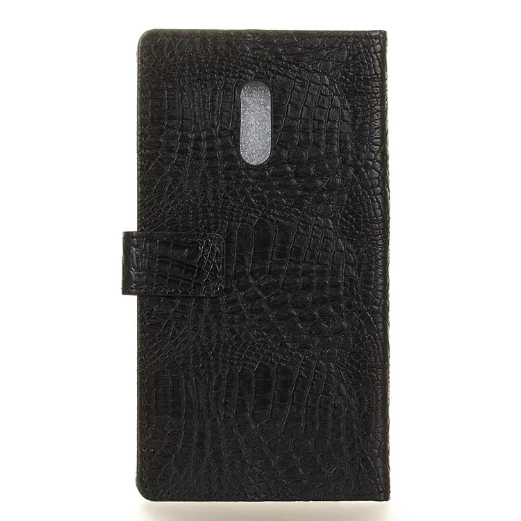 Crocodile Texture Wallet Stand Leather Phone Case for Alcatel 5 - Black