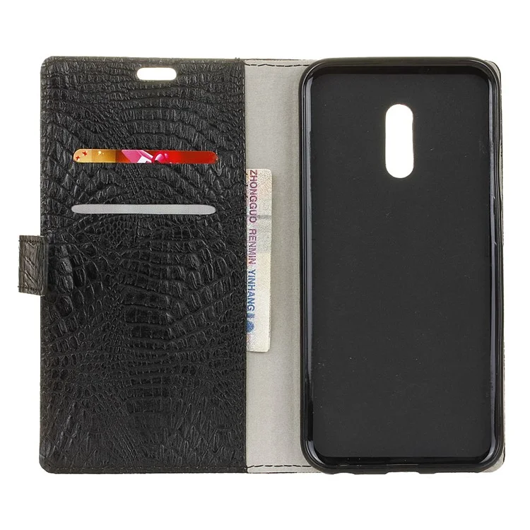 Crocodile Texture Wallet Stand Leather Phone Case for Alcatel 5 - Black
