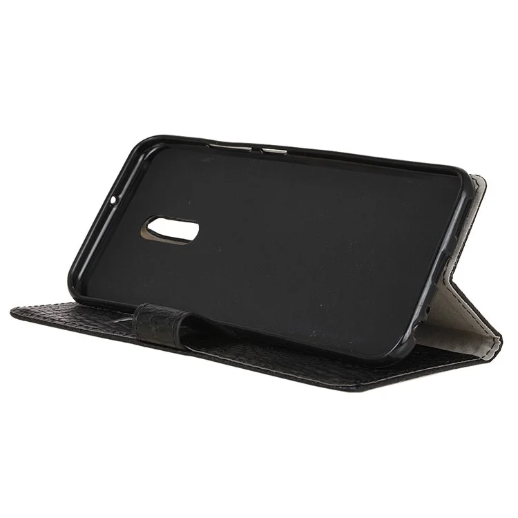 Crocodile Texture Wallet Stand Leather Phone Case for Alcatel 5 - Black