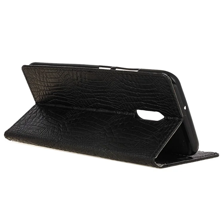 Crocodile Texture Wallet Stand Leather Phone Case for Alcatel 5 - Black