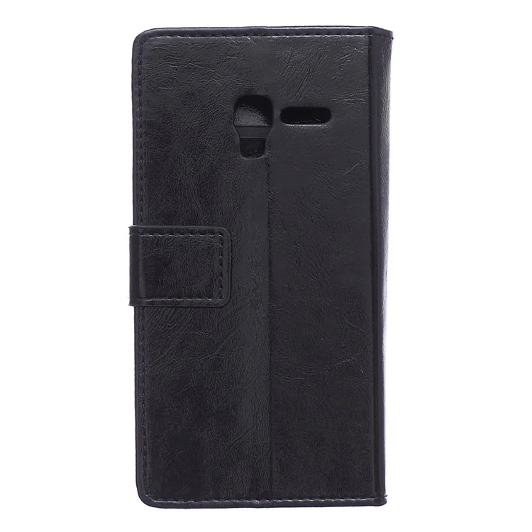 Crazy Horse Leather Case Wallet Cover for Alcatel One Touch Pop 3 5.0 - Black