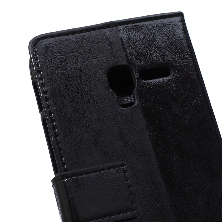 Crazy Horse Leather Case Wallet Cover for Alcatel One Touch Pop 3 5.0 - Black