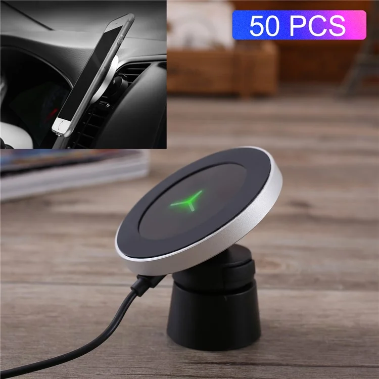 50Pcs W5 Magnetic Holder Car Air Vent Mount Qi Wireless Charging Stand for iPhone X/8/8 Plus/Samsung Note 8 etc