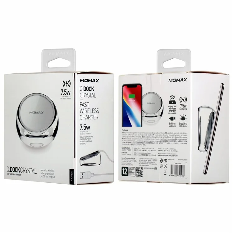 MOMAX Q.Dock Crystal Fast Wireless Charger for iPhone Samsung etc. (Not Support FOD Function)