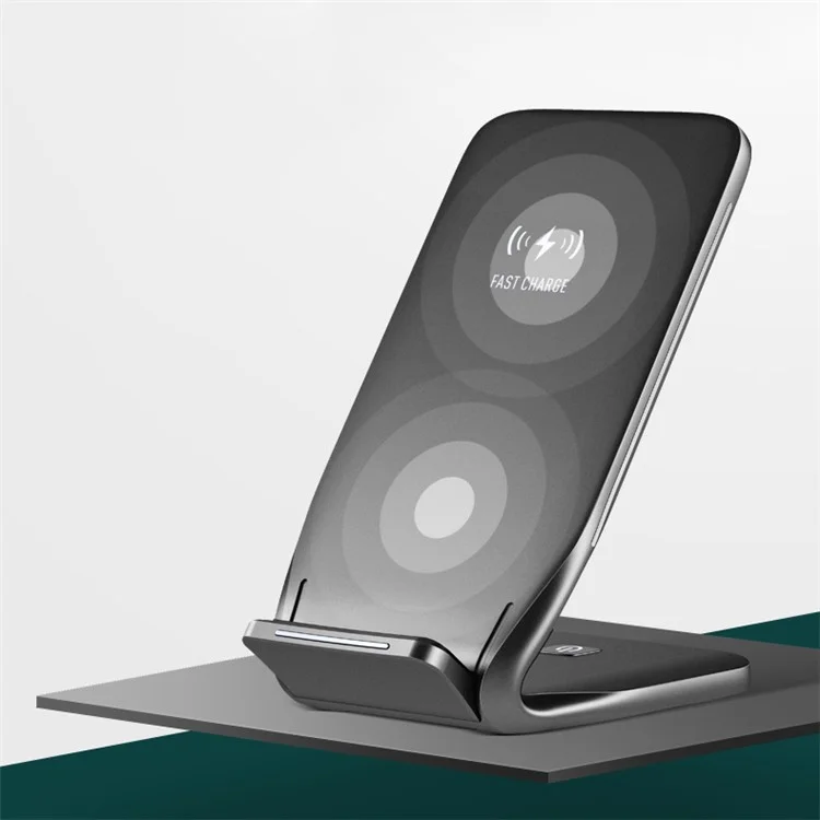 ROCK W3 10W Dual Coil Qi Wireless Fast Charging Stand for iPhone Samsung etc.