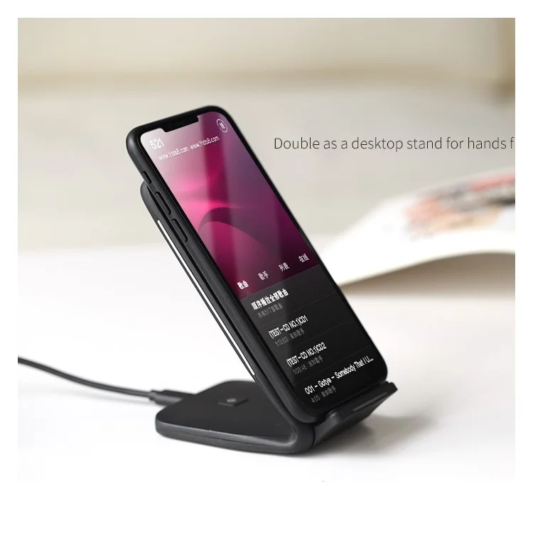ROCK W3 10W Dual Coil Qi Wireless Fast Charging Stand for iPhone Samsung etc.