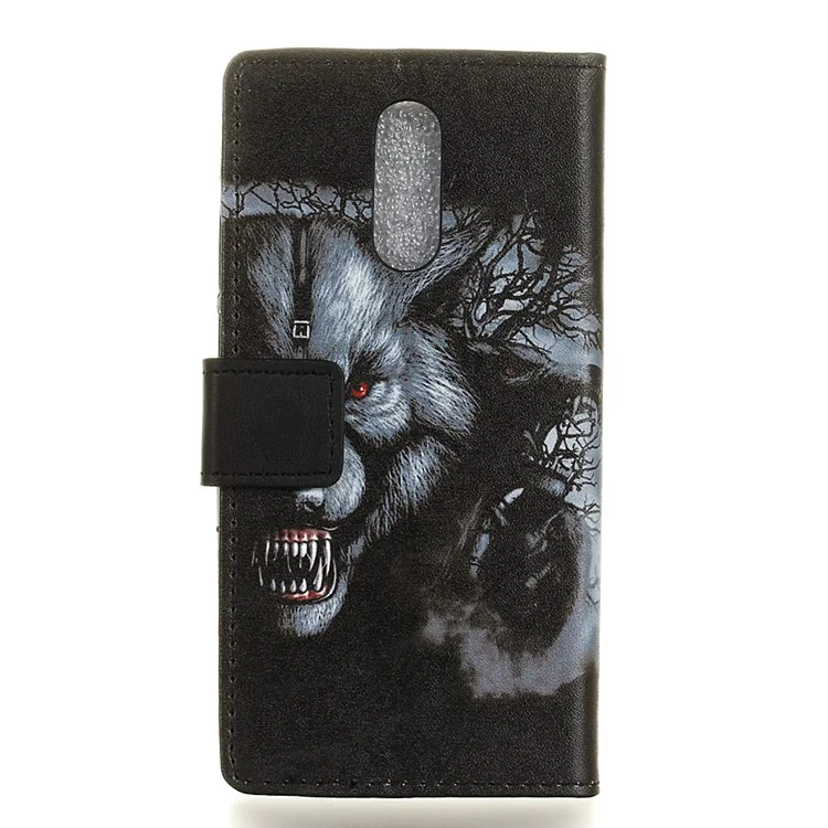 Pattern Printing PU Leather Wallet Stand Case for Alcatel 3 - Fierce Wolf