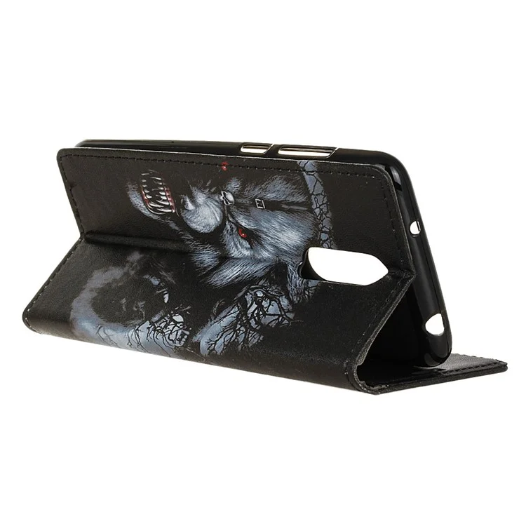 Pattern Printing PU Leather Wallet Stand Case for Alcatel 3 - Fierce Wolf