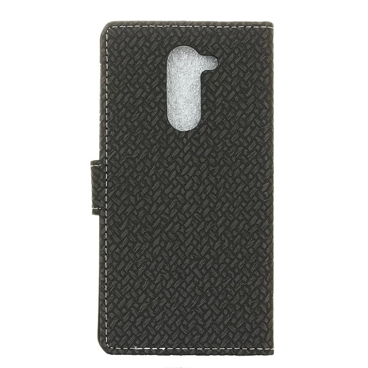 Woven Pattern Wallet Leather Stand Case for Alcatel 3x - Black