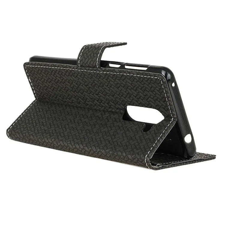 Woven Pattern Wallet Leather Stand Case for Alcatel 3x - Black