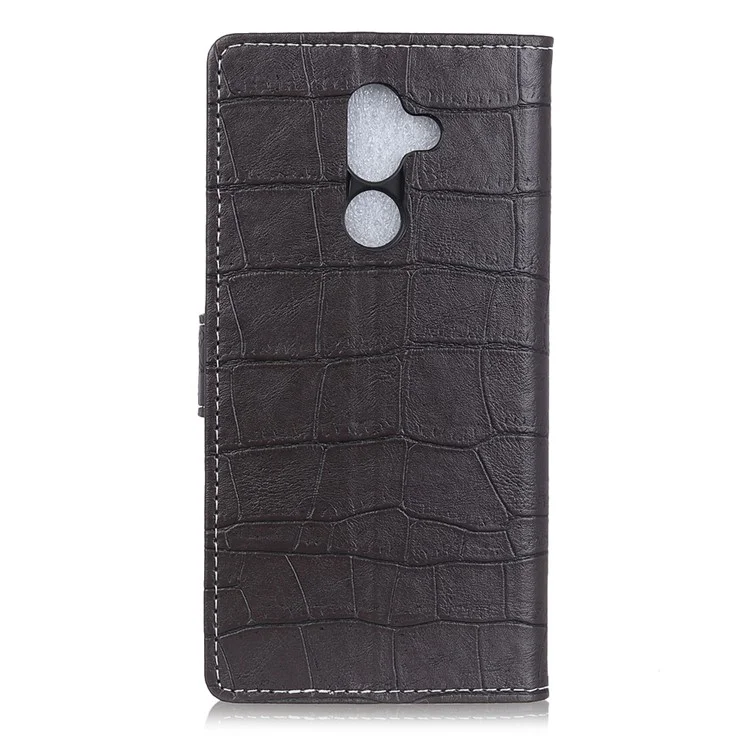 Vintage Crocodile Texture Wallet Leather Cover Case for Alcatel 3x - Black