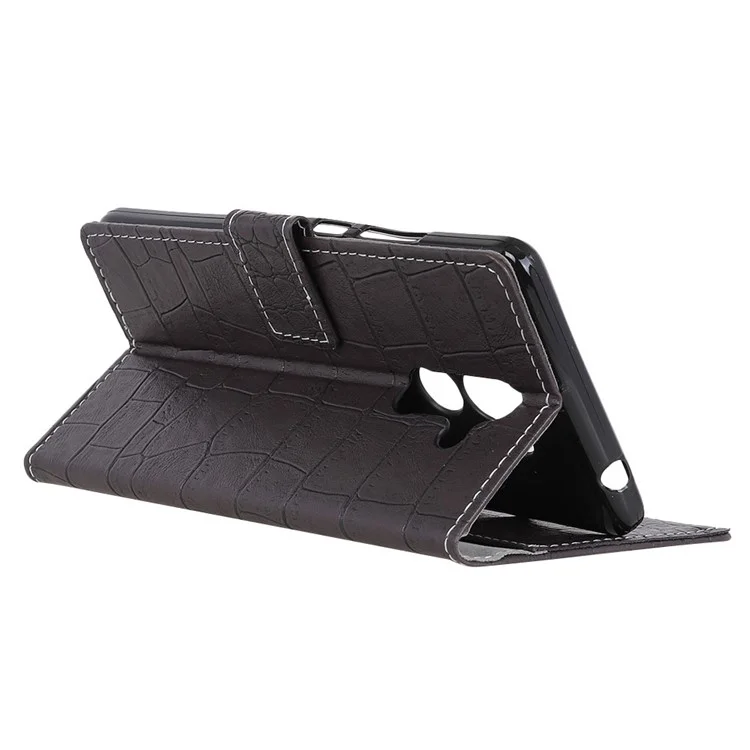 Vintage Crocodile Texture Wallet Leather Cover Case for Alcatel 3x - Black
