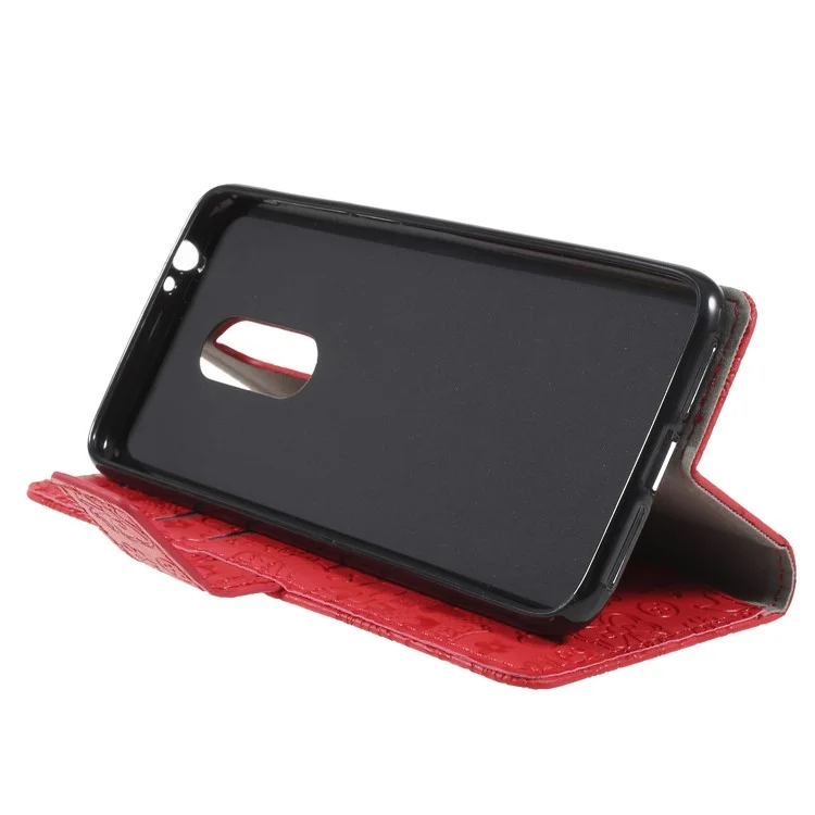 Cartoon Graffiti Pattern Leather Flip Stand Mobile Casing Cover for Alcatel 3 - Red
