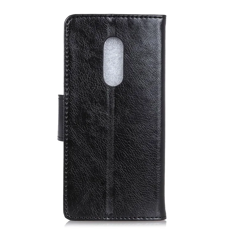 Textured Split Leather Wallet Case for Alcatel 3 - Black